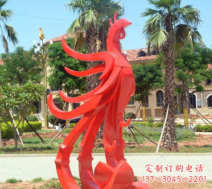 山西小区抽象不锈钢凤凰雕塑
