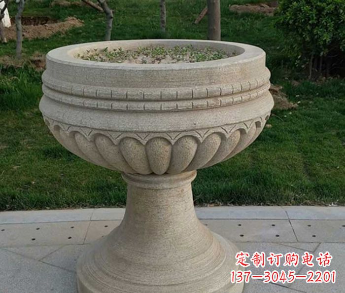 山西小区大理石花盆摆件石雕