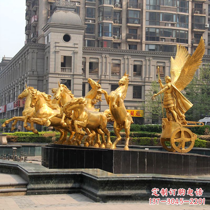 山西小区大门阿波罗战车鎏金景观铜雕