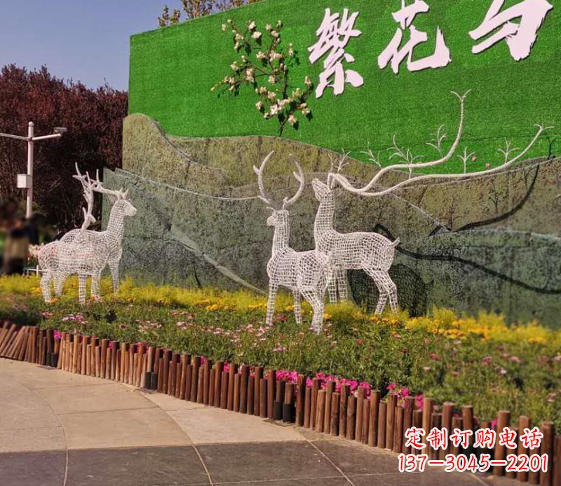 山西小区景观不锈钢梅花鹿