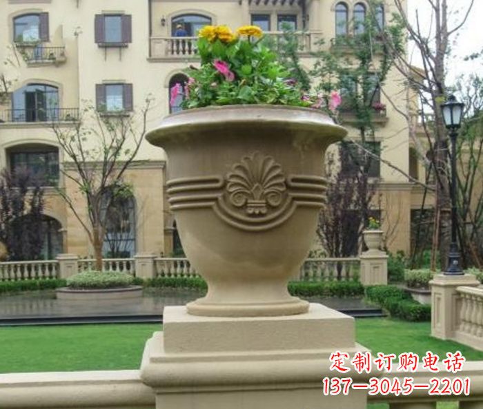 山西小区景观大理石花盆石雕 (5)