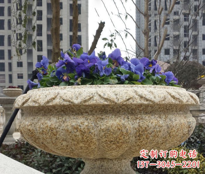 山西小区景观大理石花盆石雕