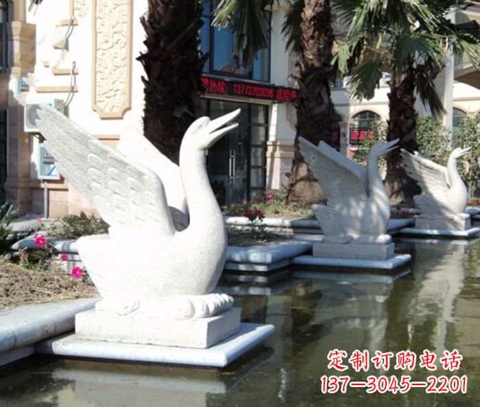 山西小区景观大理石天鹅喷泉石雕