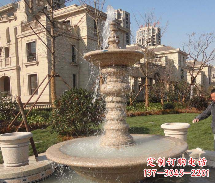 山西小区景观多层喷泉石雕 (2)