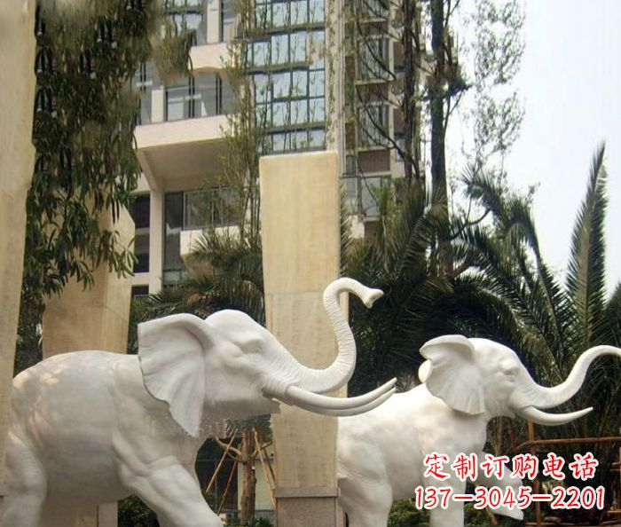 山西小区景观汉白玉大象石雕