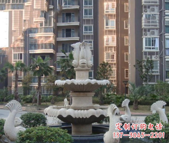 山西小区景观鲤鱼喷泉石雕