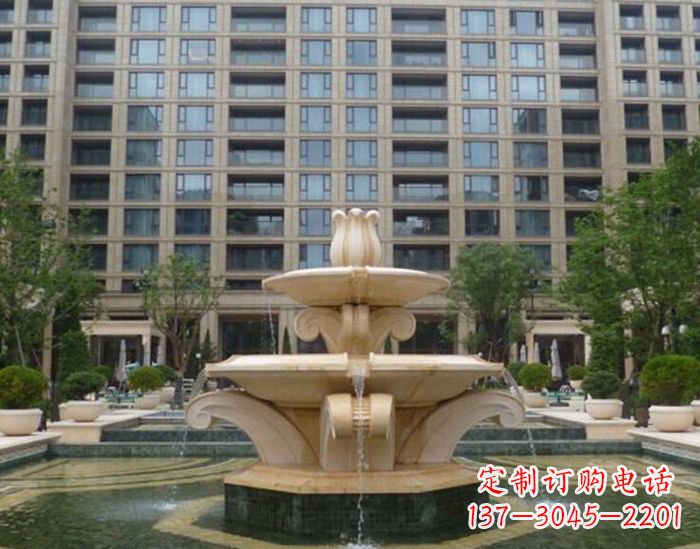 山西小区景观晚霞红喷泉石雕 (2)