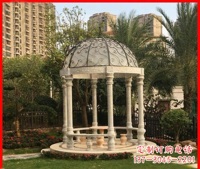 山西小区欧式圆顶凉亭石雕 (2)