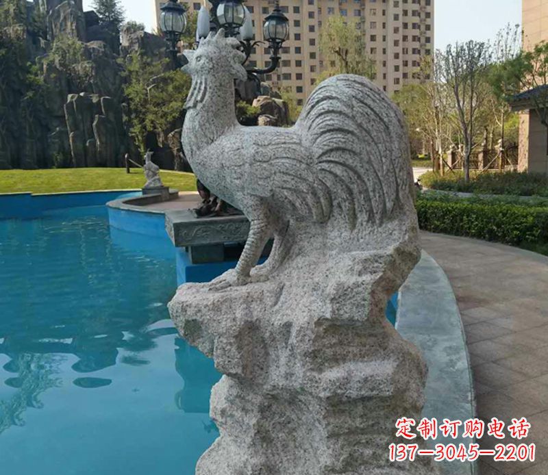 山西小区十二生肖鸡动物石雕
