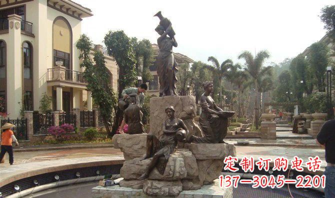 山西小区西方美女喷泉人物铜雕