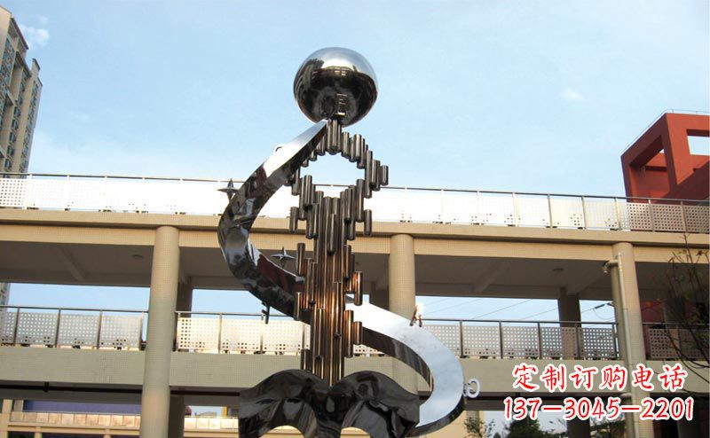 山西校园不锈钢抽象钥匙和书籍雕塑