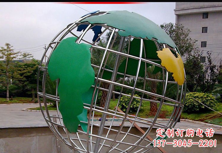 山西校园不锈钢地球仪造型雕塑