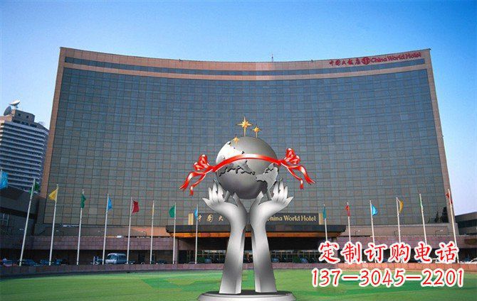 山西校园不锈钢双手捧地球雕塑