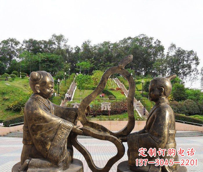 山西校园抽象孔融让梨铜雕