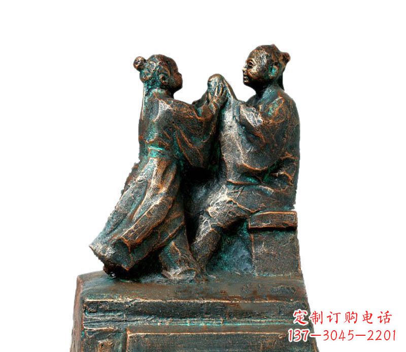 山西校园古代孔融让梨人物铜雕