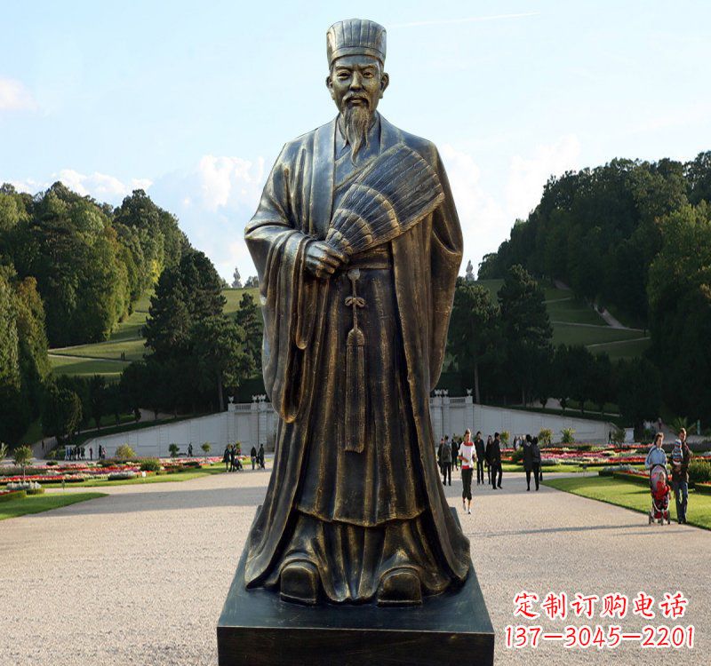 山西校园古代名人诸葛亮铜雕