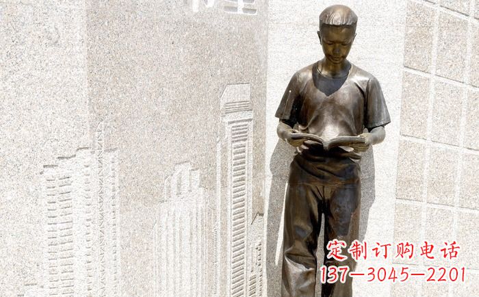 山西校园看书的学生人物铜雕
