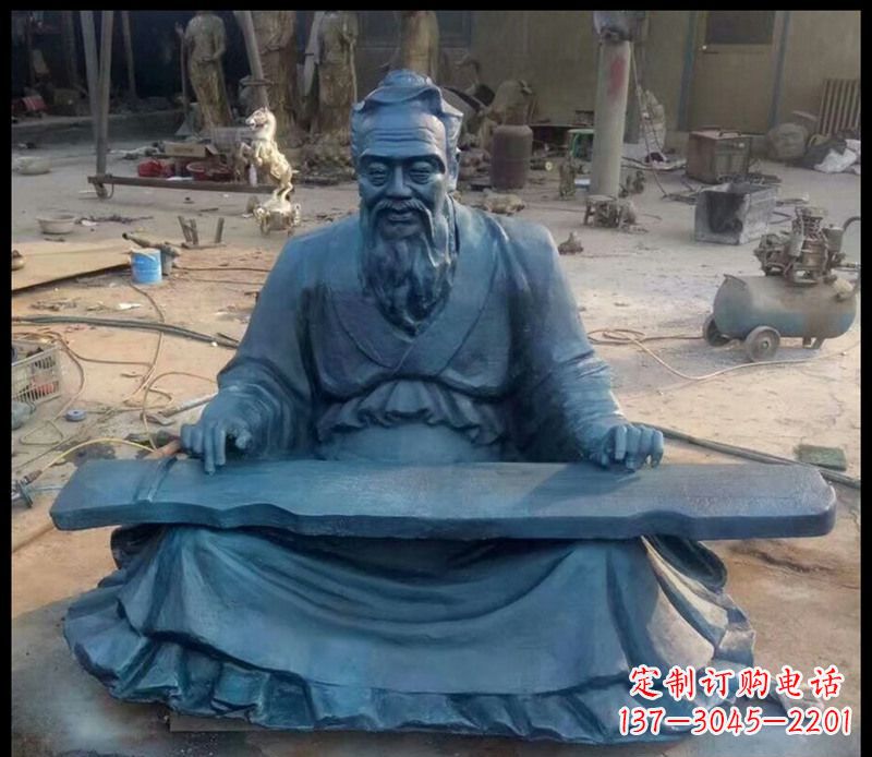 山西校园孔子弹琴铜雕
