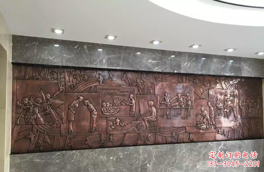 山西校园老师与学生铜浮雕