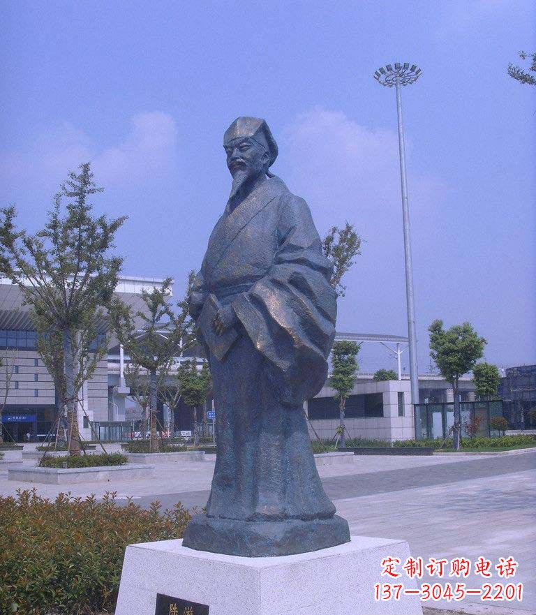 山西校园陆游名人铜雕