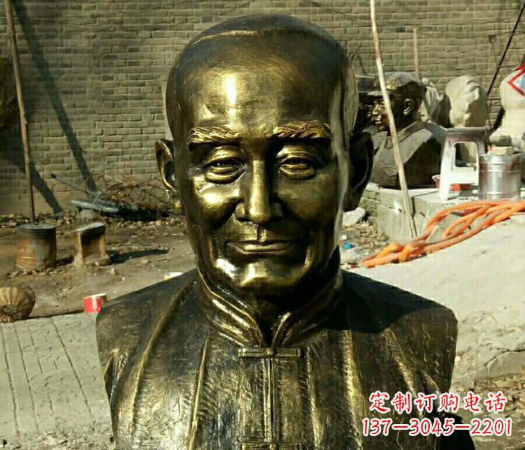 山西校园名人叶圣陶胸像铜雕