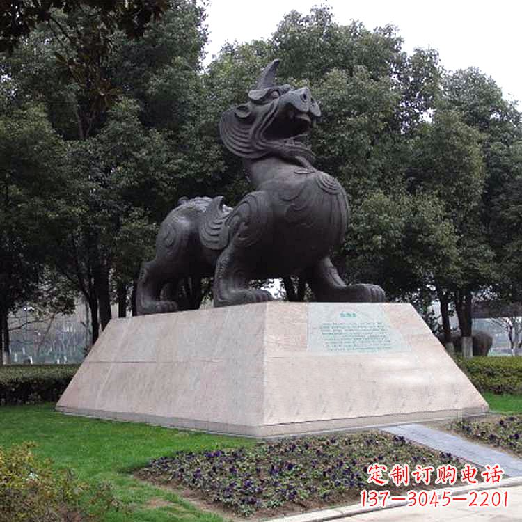 山西獬豸神兽雕塑-公园上古神兽景观雕塑