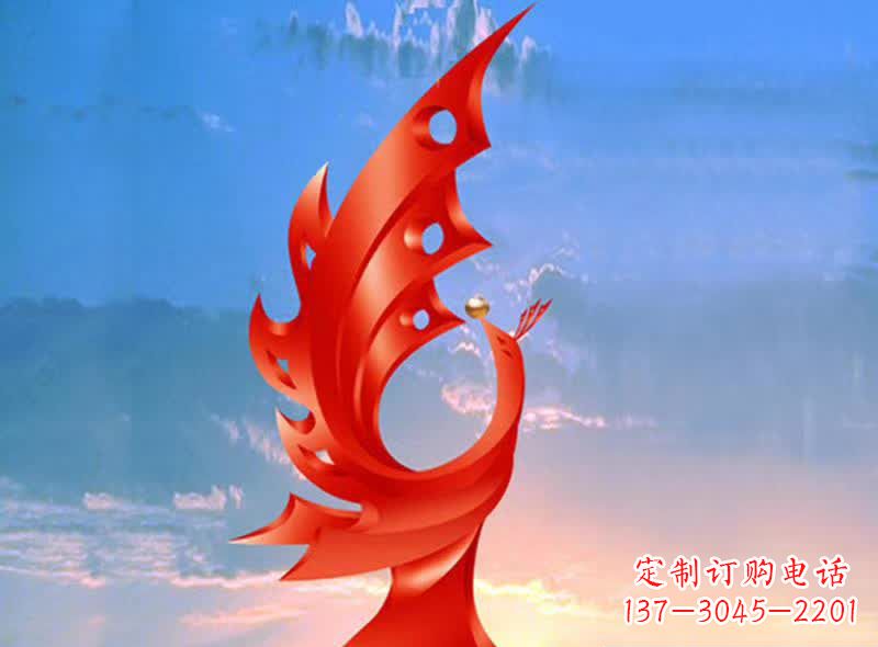 山西学校不锈钢奋进凤凰标志雕塑