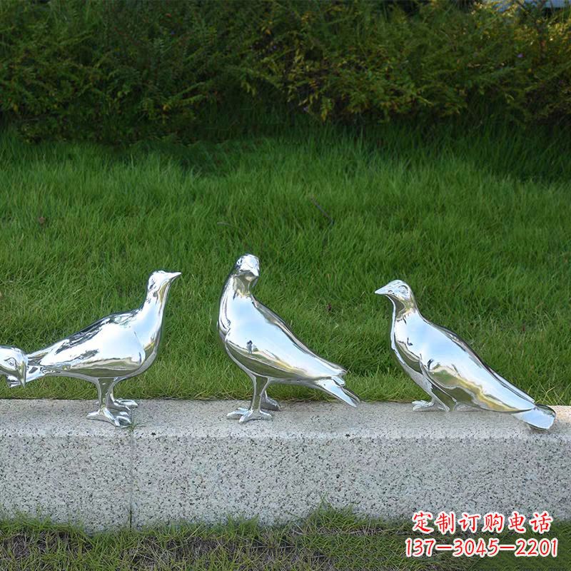 山西银白色不锈钢电镀鸽子雕塑摆件