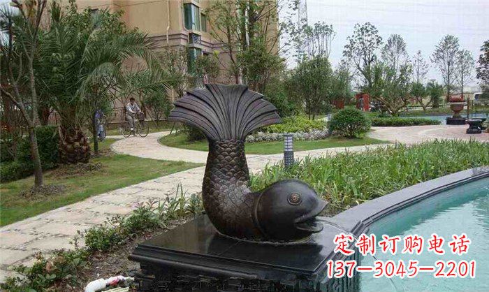 山西鱼式喷泉小区景观铜雕