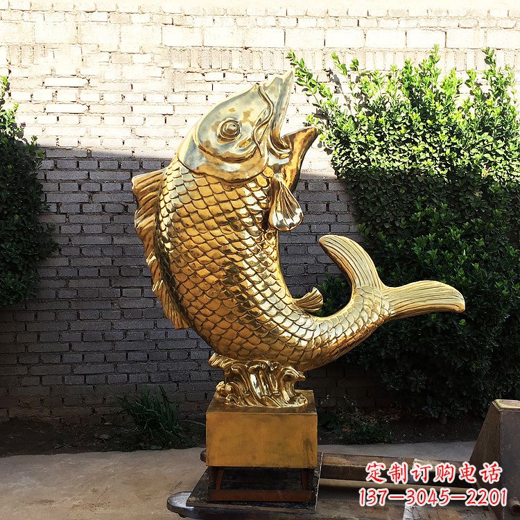 山西鱼跃景观铜雕-纯铜铸造企业商场动物雕塑摆件