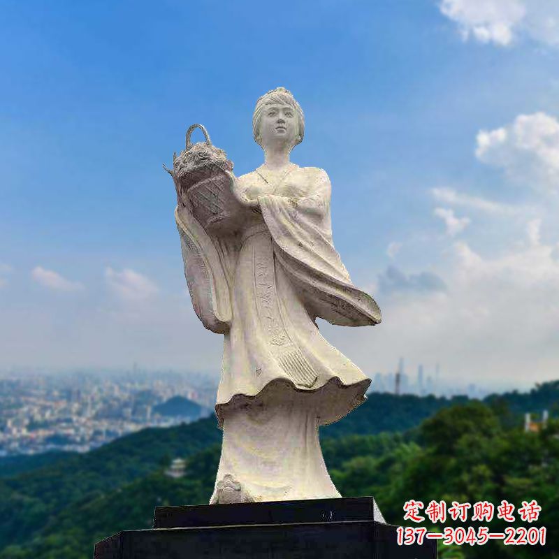 山西虞姬景观石雕像-景区园林古代美女雕塑