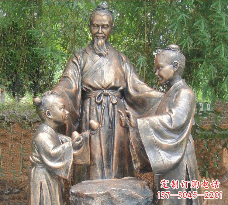 山西寓言故事铜雕_孔融让梨