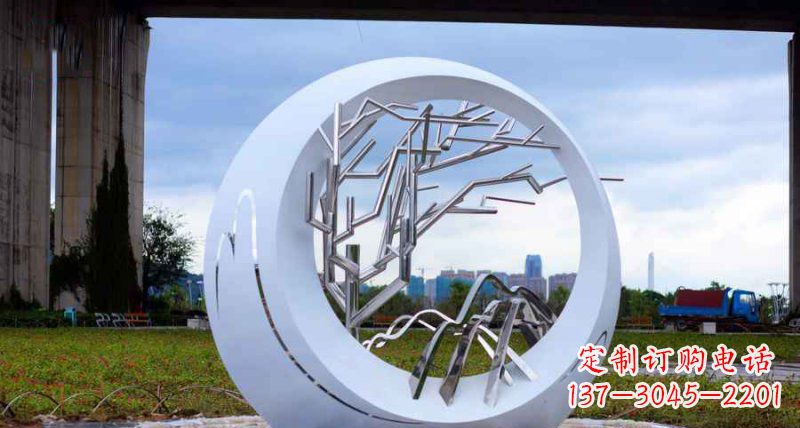 山西园林不锈钢抽象树枝雕塑
