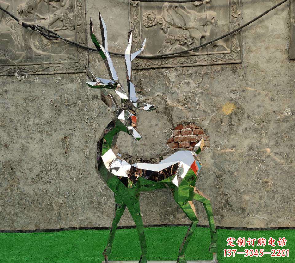 山西园林不锈钢抽象小鹿雕塑