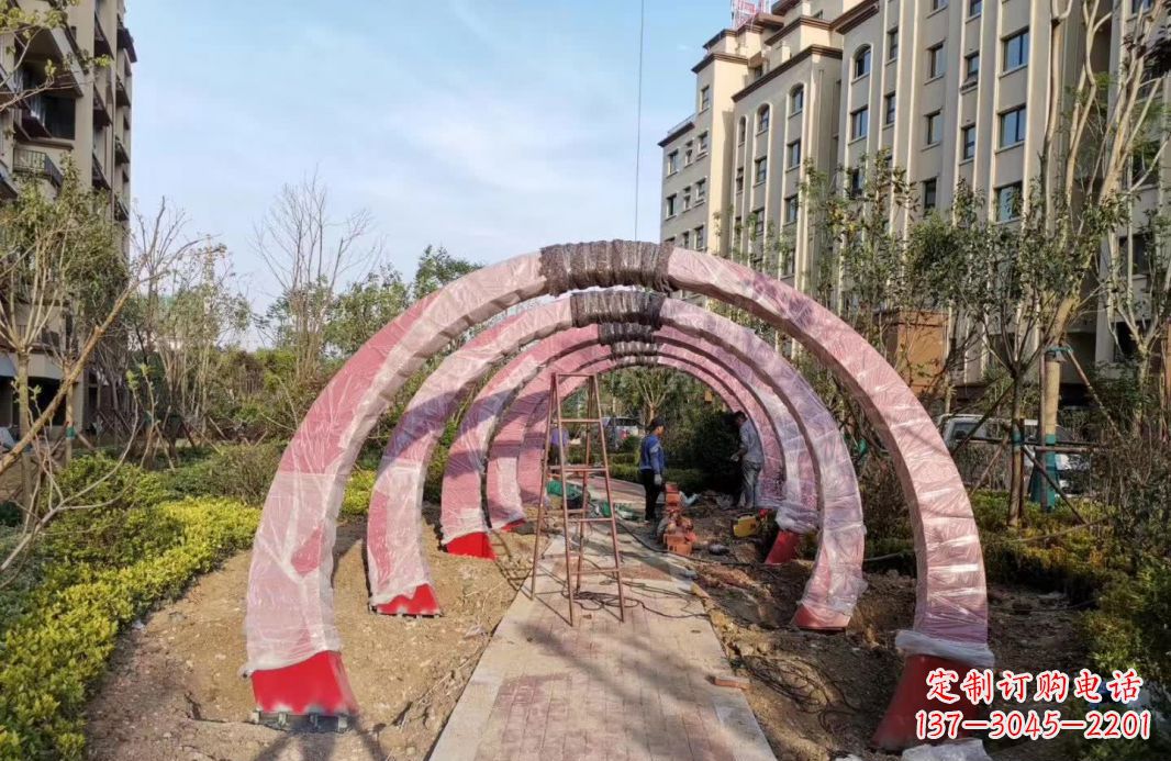山西园林不锈钢拱门景观雕塑
