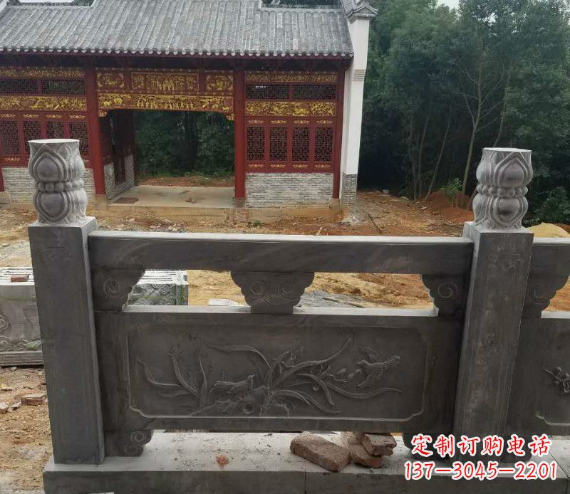 山西园林仿古兰花石浮雕栏板景观石雕