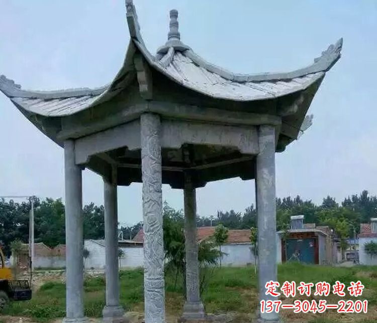 山西园林仿古六角凉亭景观石雕