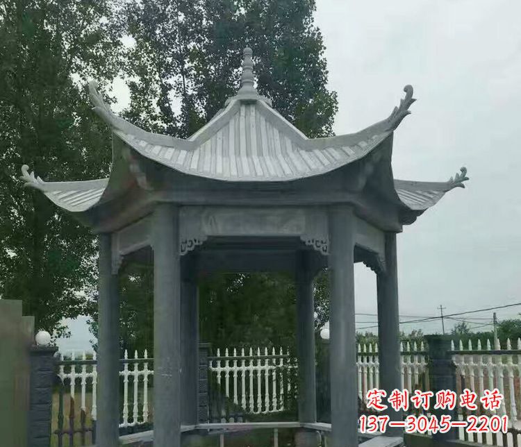 山西园林仿古石凉亭景观石雕 (2)
