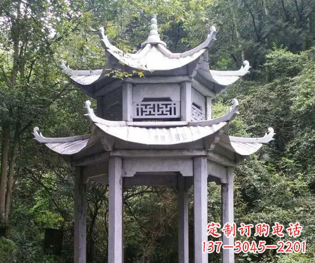 山西园林仿古石凉亭景观石雕 (3)