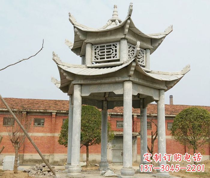 山西园林仿古双层石雕凉亭 (2)