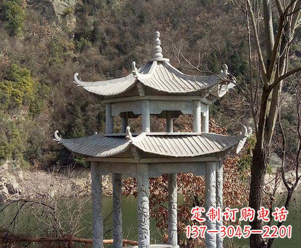 山西园林仿古双层石雕凉亭