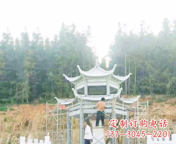 山西园林仿古双层石凉亭景观石雕 (2)