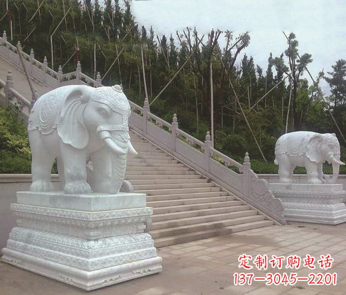山西园林汉白玉大象景观石雕