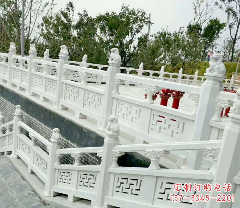 山西园林汉白玉栏板景观石雕 (2)
