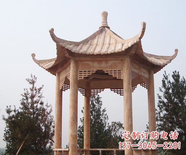 山西园林景观单层石雕凉亭 (3)