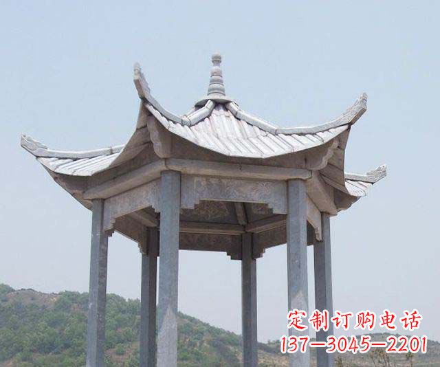 山西园林景观单层石雕凉亭 (2)