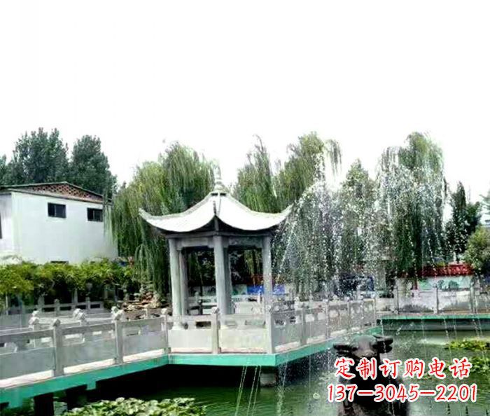 山西园林景观单层六角石雕凉亭