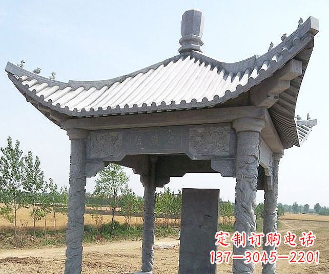 山西园林景观单层石雕凉亭 (4)