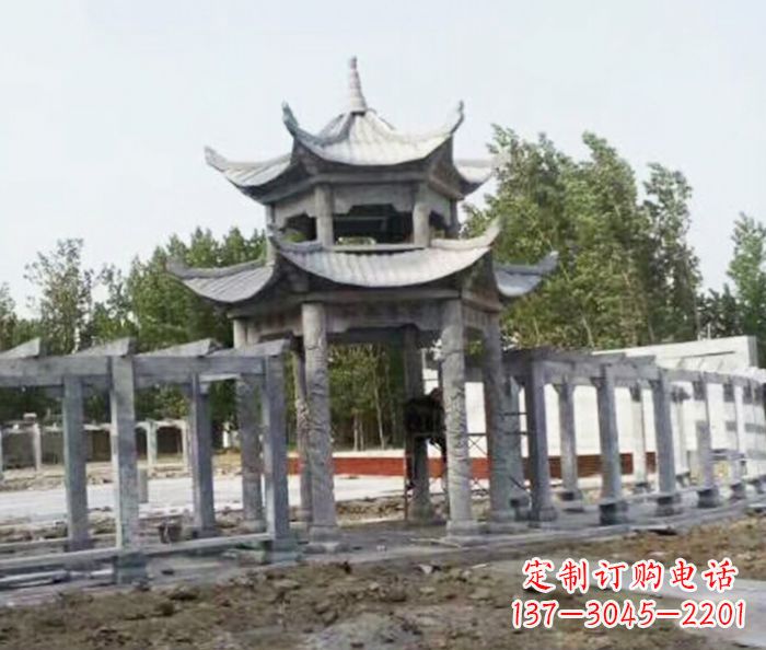 山西园林景观多层凉亭石雕 (2)