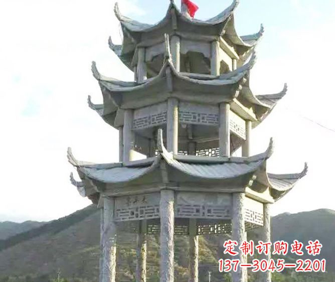 山西园林景观多层凉亭石雕 (3)